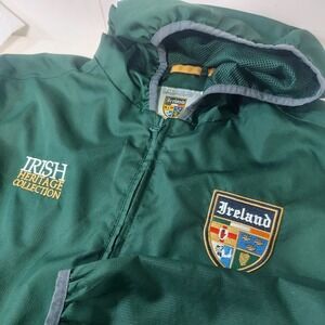 Retro Irish Heritage Collection Mens Green Ireland Windbreaker Jacket Large L